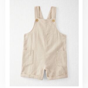 NWT Little Planet by Carter's Baby Organic Cotton Gauze Shortalls in Cream 12M
